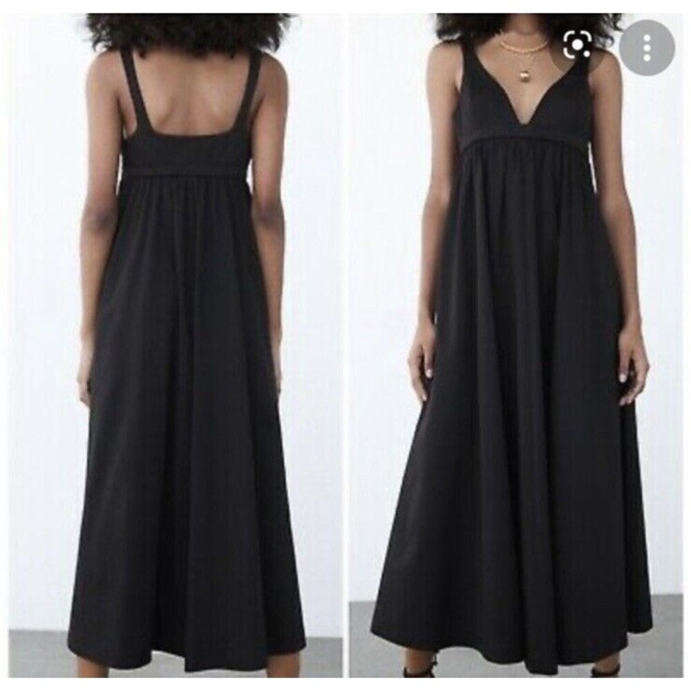 Zara Poplin Maxi Dress 100% Cotton Sz S Wedding Guest